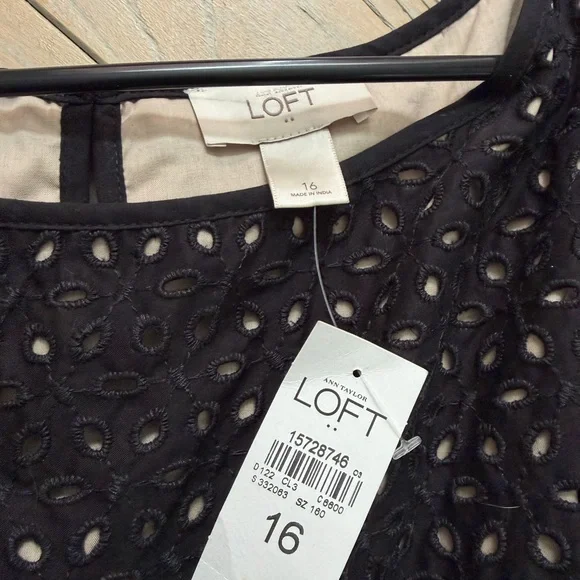 LOFT Black Sleeveless Eyelet Mini Dress - Picture 4 of 6